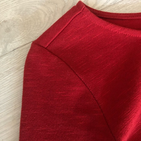 SheIn Cotton Red Long Bell Sleeve Shift Dress - Picture 9 of 16